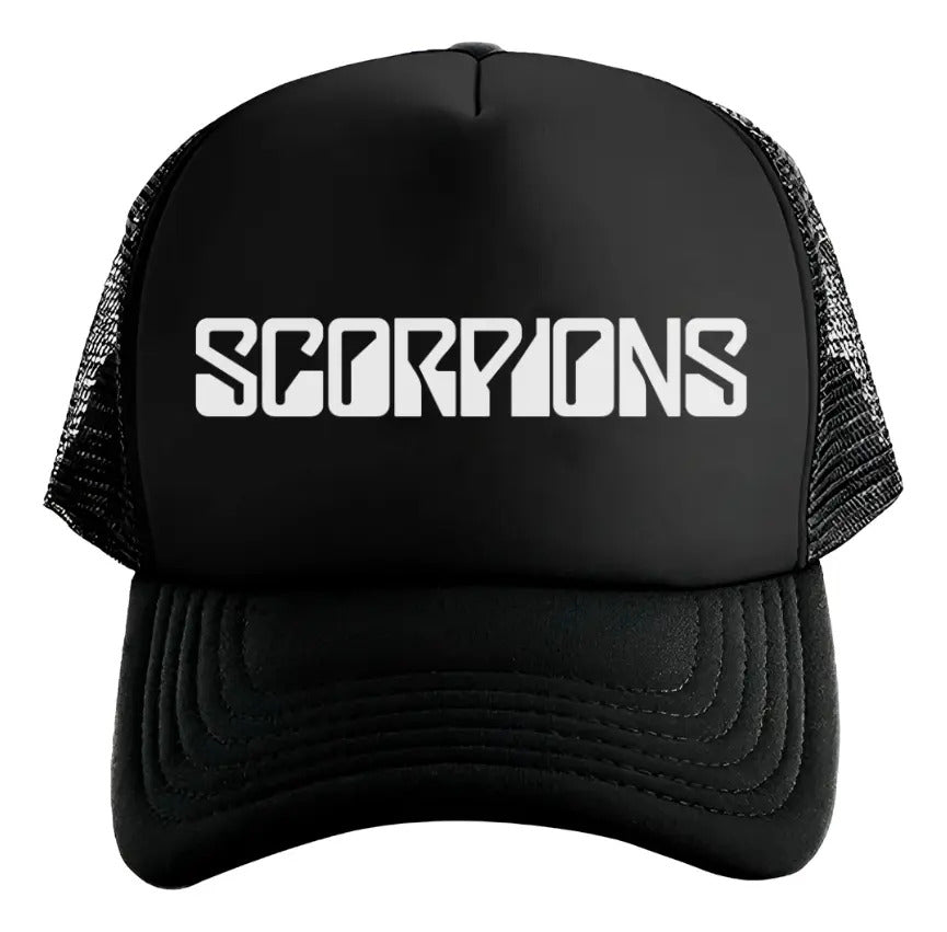 Gorra Trucker Scorpions Música Rock Heavy Metal Negro Ajustable Scrpns