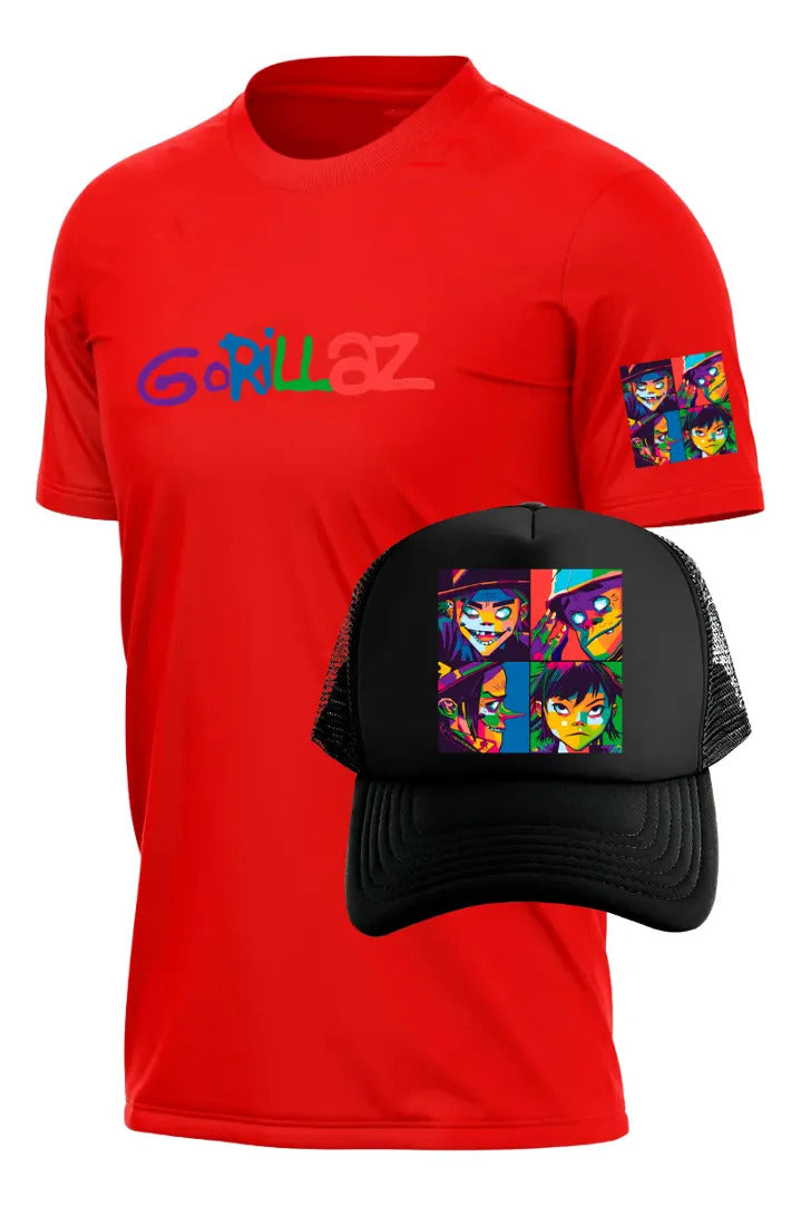 Playera Y Gorra Gorillaz Música Hip Hop Rock Pop Electrónica