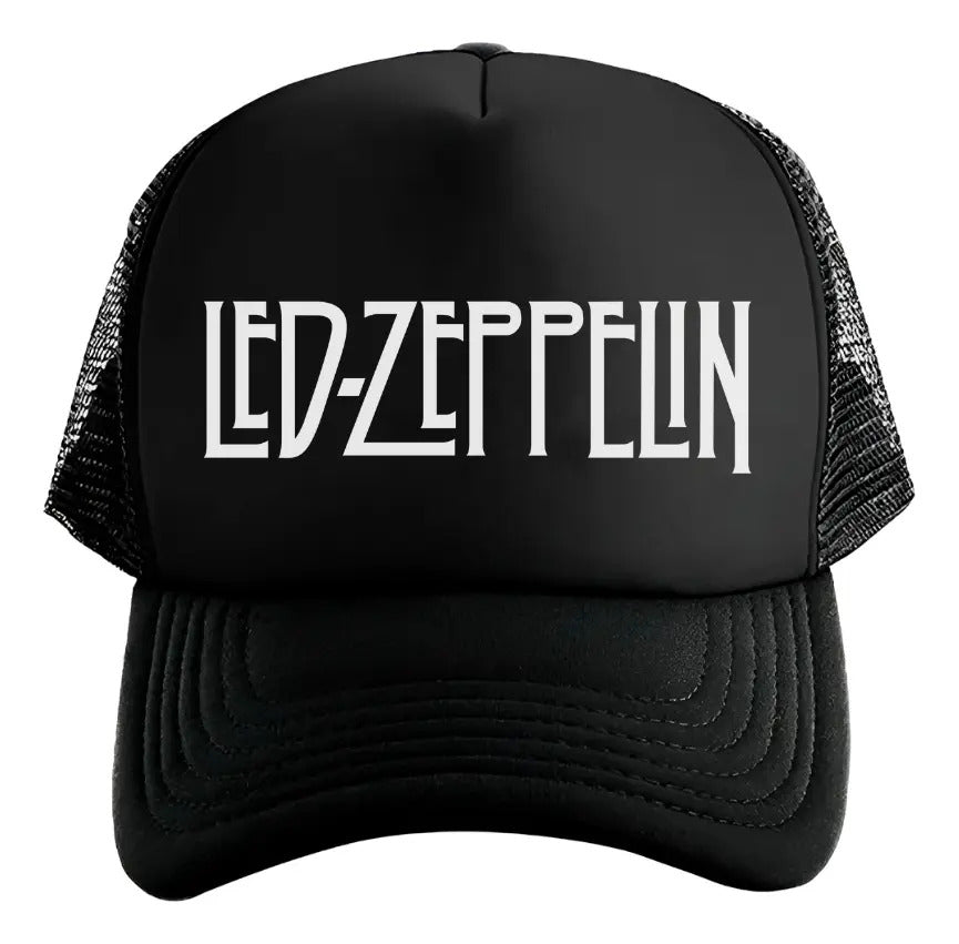 Gorra Trucker Led Zeppelin Música Rock Negro Ajustable Lz