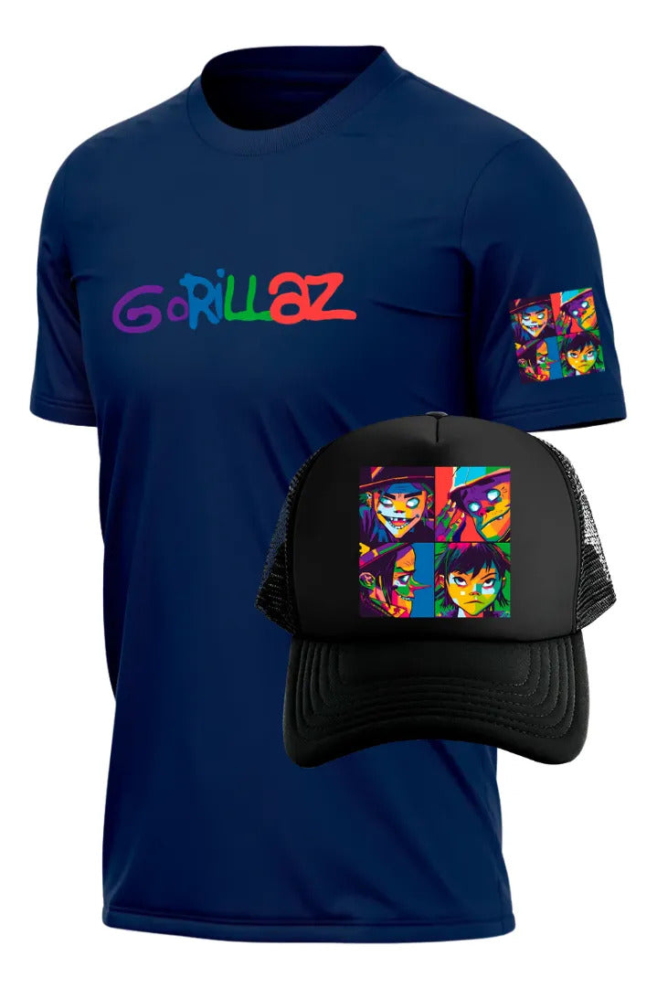 Playera Y Gorra Gorillaz Música Hip Hop Rock Pop Electrónica