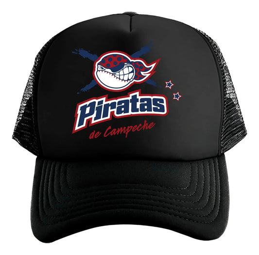 Gorra Trucker Piratas Campeche Béisbol Lmb México Deportes Negro Ajustable Piratas