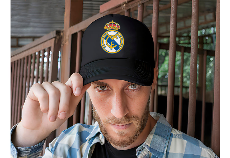 Gorra Trucker Real Madrid Fútbol Fifa Uefa Champions League Negro Ajustable Fcm