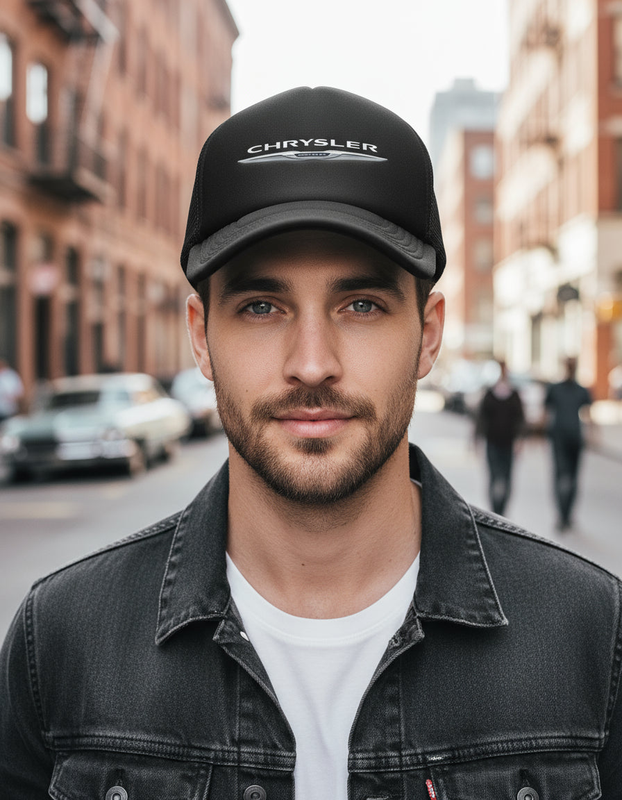 Gorra Trucker Chrysler Coche Automóvil Automovilismo Carro Negro Ajustable Crslr