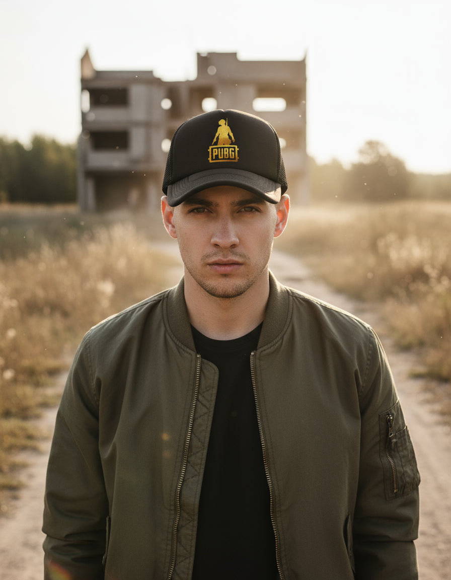 Gorra Trucker Pubg Videojuegos Gamer Streaming Ps5 Xbox Pc Negro Ajustable Pubg