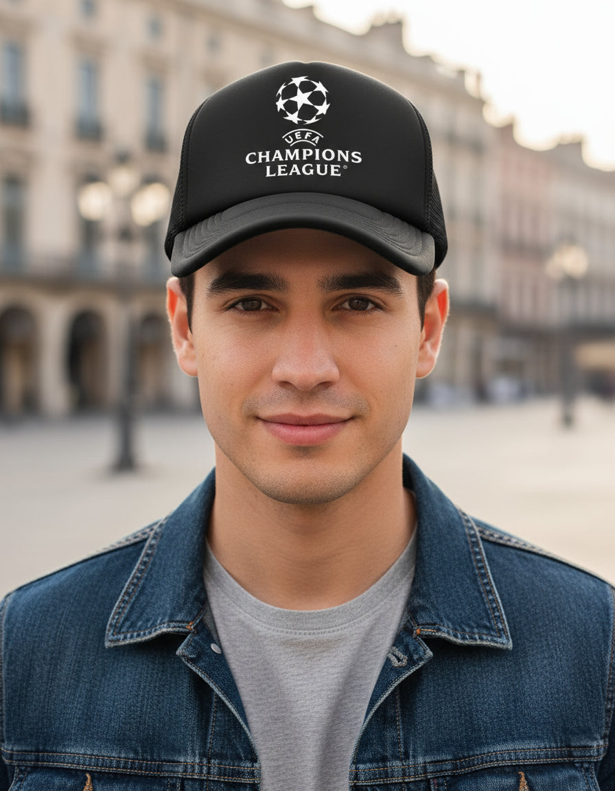Gorra Uefa Champions League Futbol Soccer Deportes Negro Ajustable Uefacl