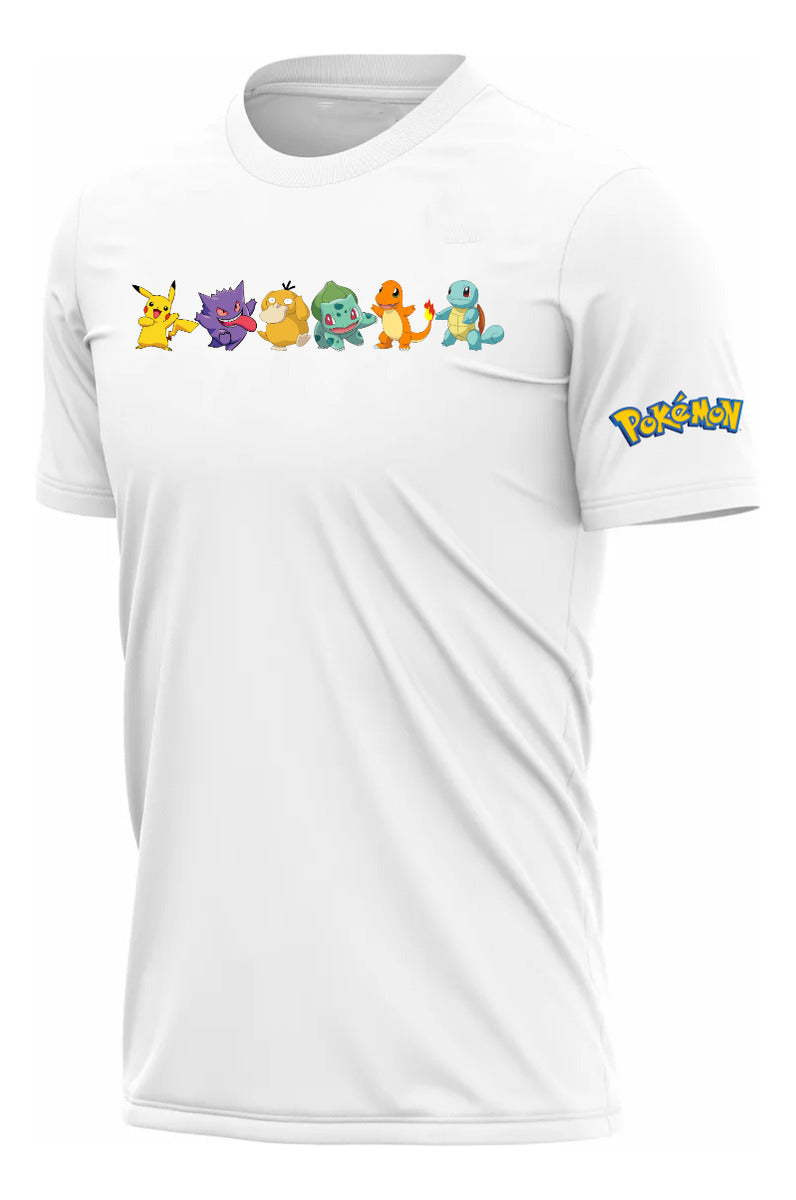 Playera Pokémon Gengar Pikachu Charmander Bulbasaur