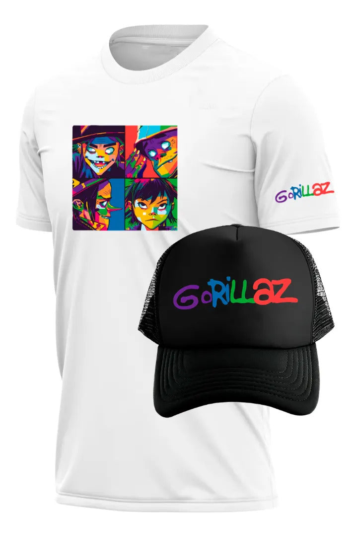 Playera Y Gorra Gorillaz Música Hip Hop Rock Pop Electrónica