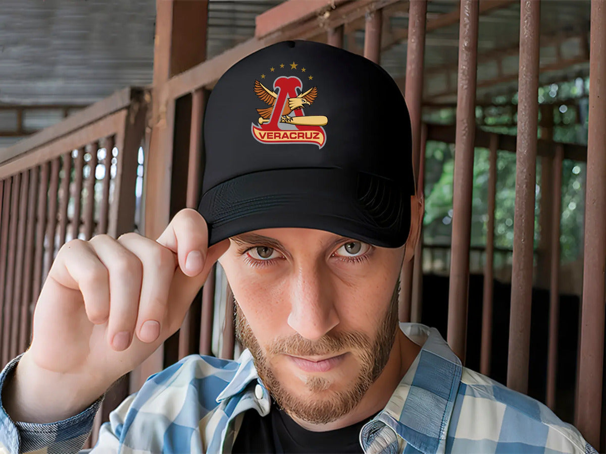 Gorra Él Águila De Veracruz Lmb Béisbol México Deportes Negro Ajustable Él Águila